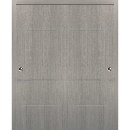 SARTODOORS Double Pocket Interior Door, 64" x 96", White PLANUM20DBD-SD-5696